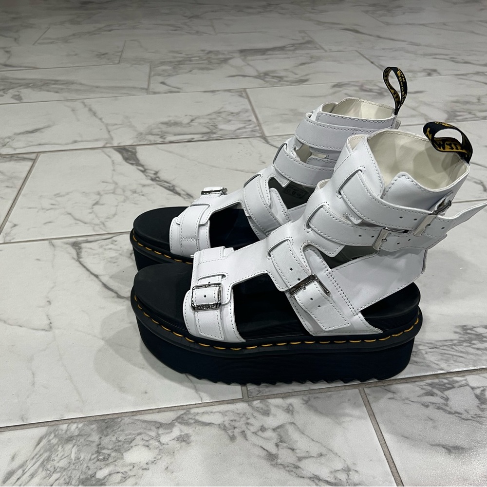 Dr. Doc Martens Giavanna Platform White Leather Gladiator Sandals Women's